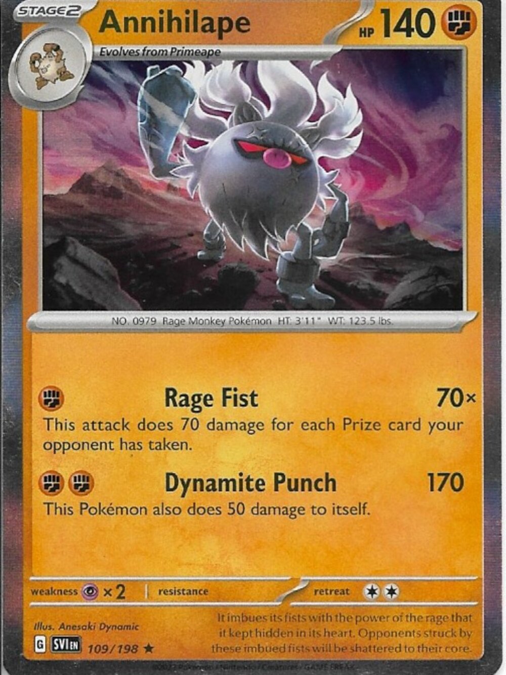 Pokemon Annihilape 109/198 Scarlet & Violet Base Holo LP